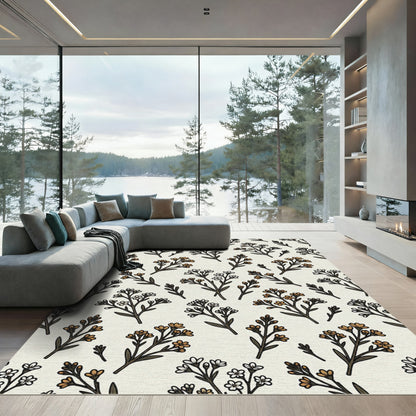 Delicate Branching Blossoms Ivory Rug