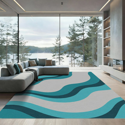 Teal Aqua Swirl Gradient Rug