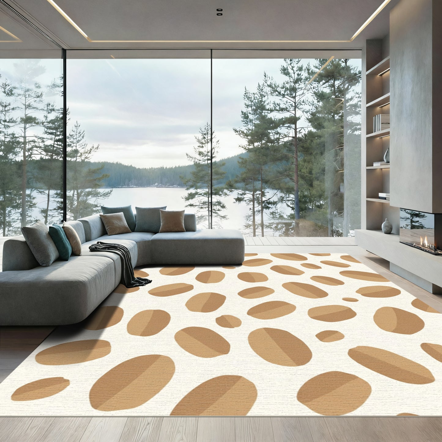 Brown Oval Scatter Rug