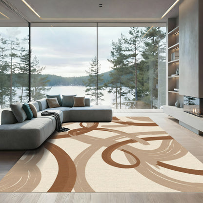Earthy Brushstroke Swirl Rug