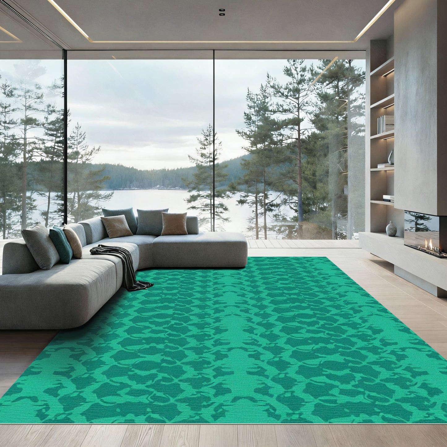 Deep Teal Iridescent Reptile Skin Rug