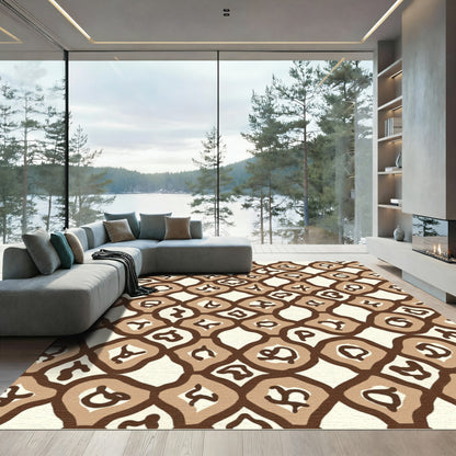 Brown Cream Organic Diamond Shape Rug