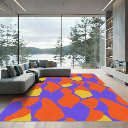 Bold Orange Yellow Amorphous Shapes Rug