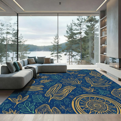 Golden Sun Leaf Scatter Rug