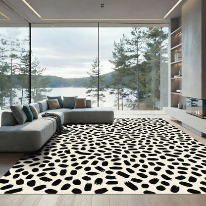 Whimsical Black Brushstroke Scatter Rug