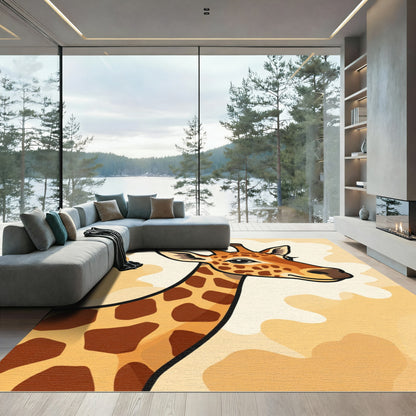 Whimsical Giraffe Patterned Amber Rug