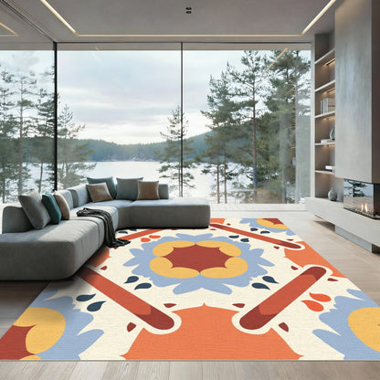 Terra Cotta Symmetrical Floral Medallion Rug