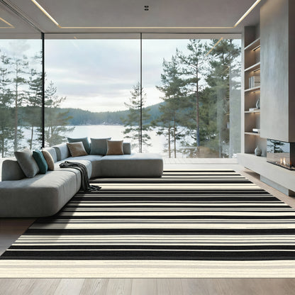 Monochromatic Striped Organic Rug