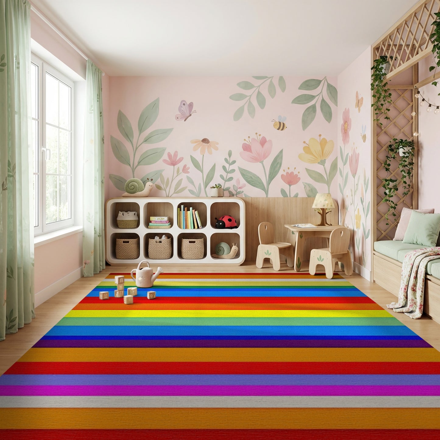 Vibrant Multicolor Horizontal Stripes Rug 2