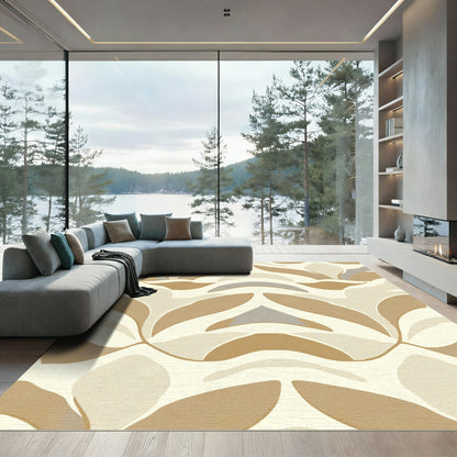 Earthy Neutral Abstract Flowing Shapes Rug