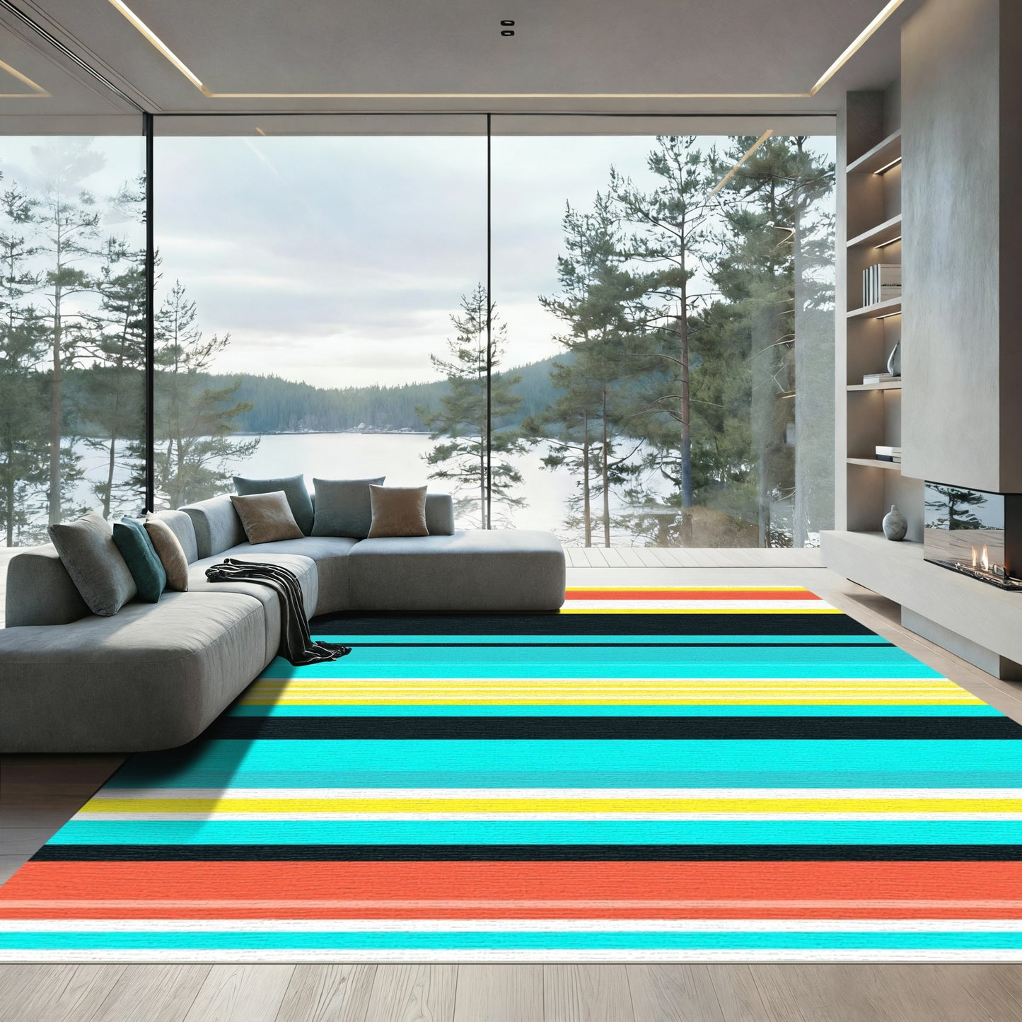 Vibrant Multicolored Striped Rug