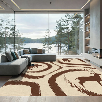 Cave Art Brown Deer Narrative Flow Rug