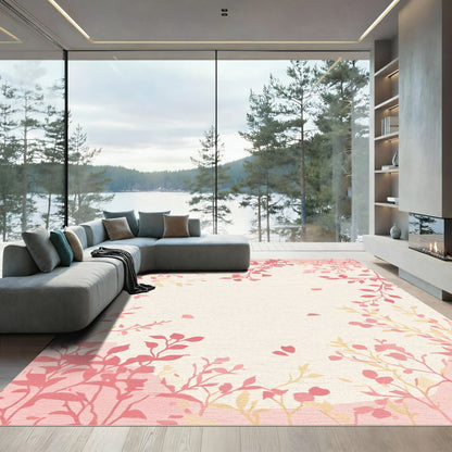 Soft Pink Floral Branches Sprigs Rug