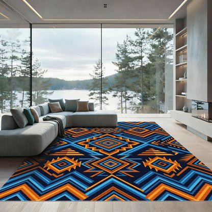 Tribal Diamond Geometric Medallion Rug