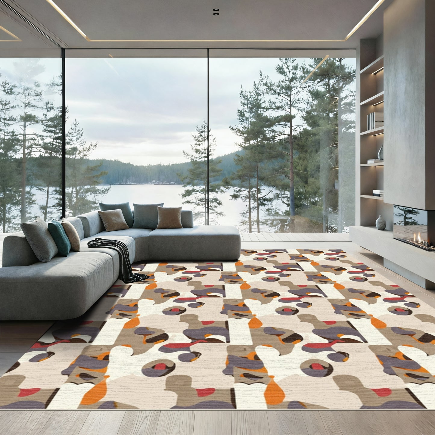 Abstract Patchwork Organic Shapes Rug