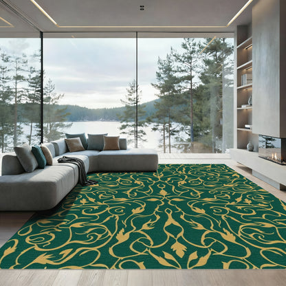 Emerald Gold Arabesque Vine Rug