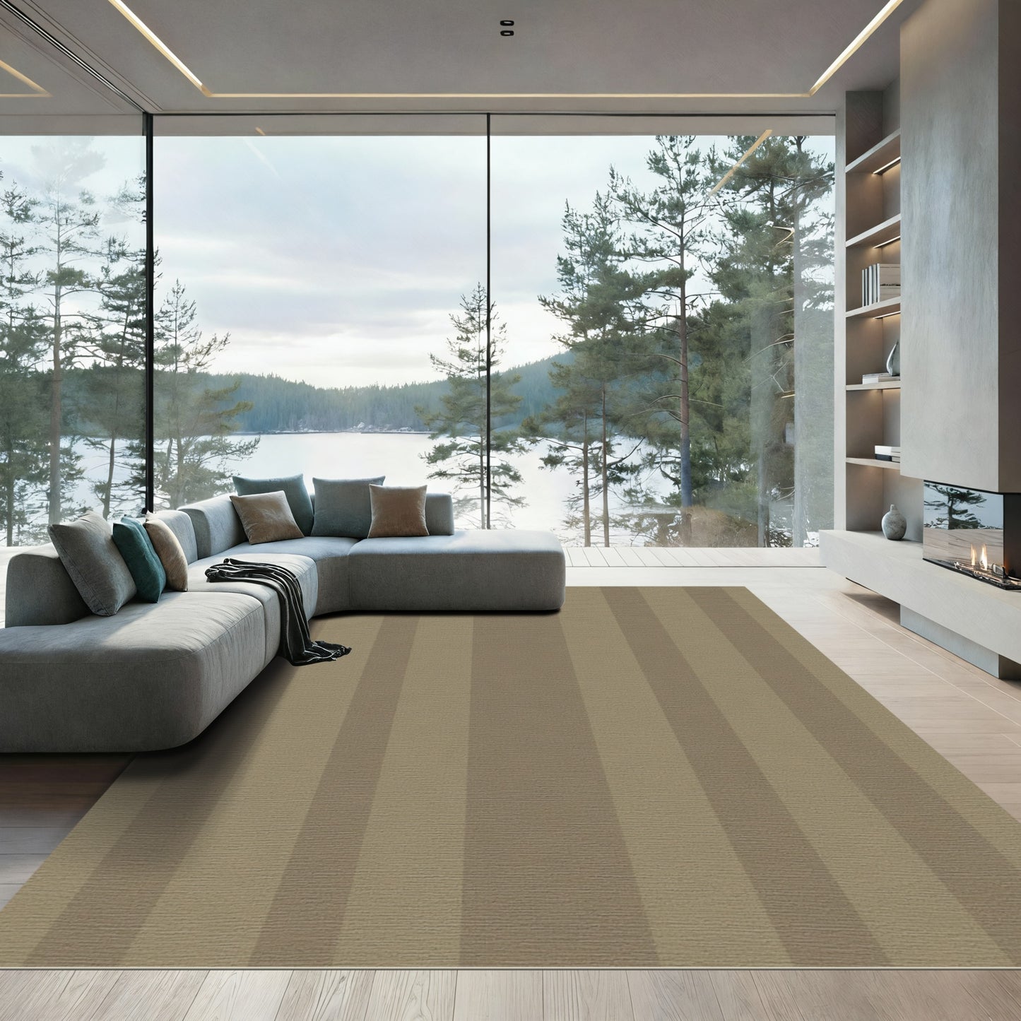 Neutral Tones Vertical Stripe Rug