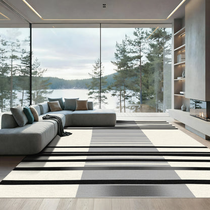 Monochromatic Abstract Stripe Grid Rug