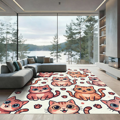 Cute Kawaii Kitten Cat Paw Illustration Rug