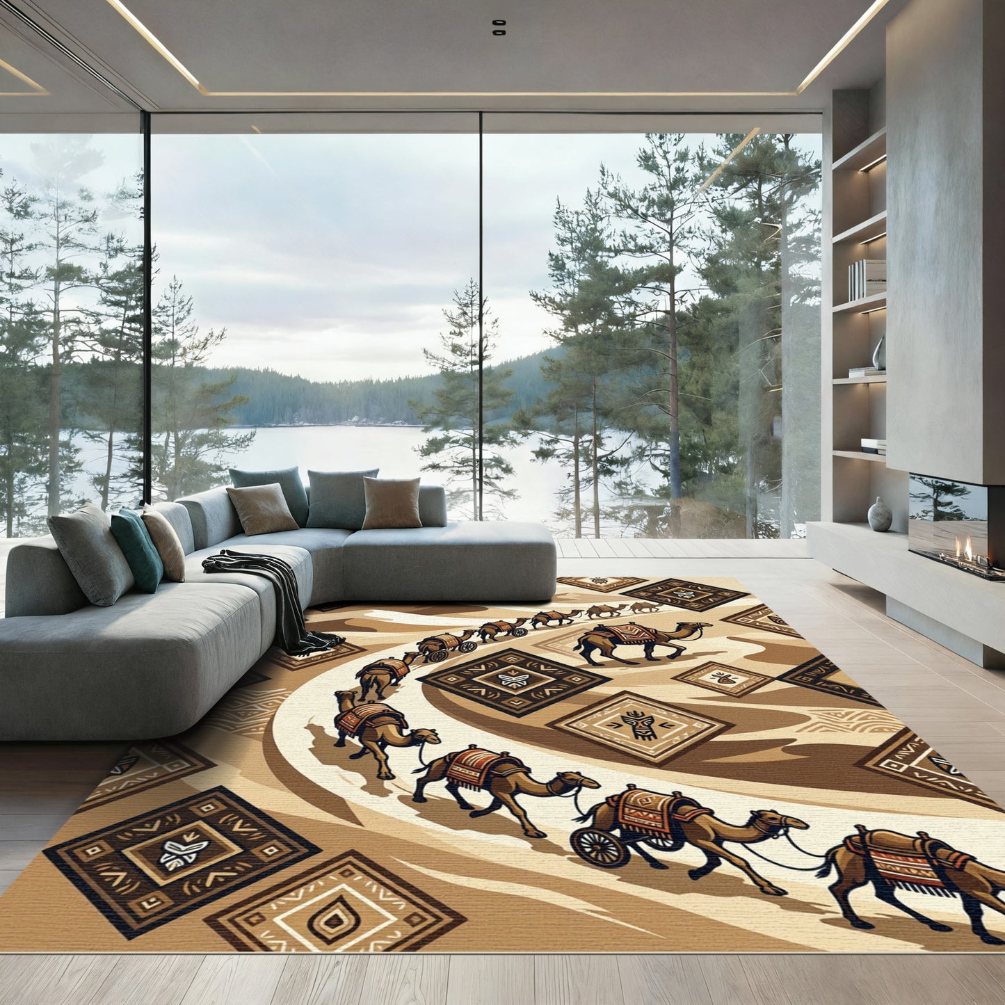 Caravan Camel Sand Art Tile Rug