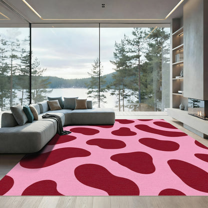 Pink Burgundy Spot Abstraction Rug