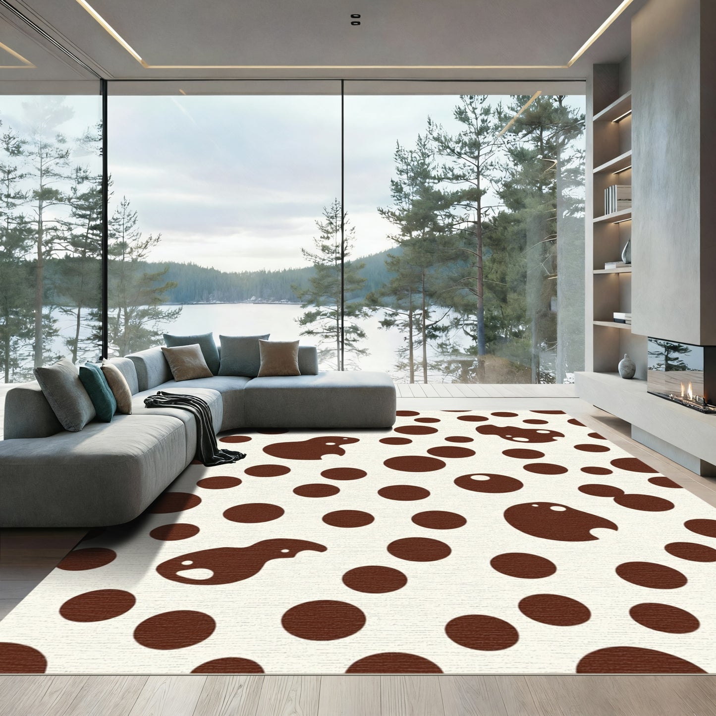 Brown Spots Whimsical Animal Shapes Rug