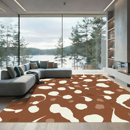 Rustic Brown Abstract Blobs Rug