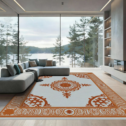 Orange Medallion Garden Scroll Rug