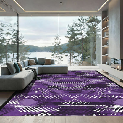 Vibrant Purple Geometric Triangle Cluster Rug