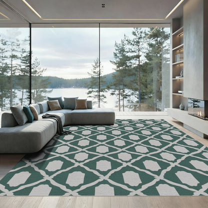 Deep Teal Lattice Arch Rug