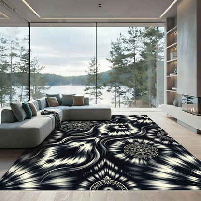 Monochromatic Tie Dye Mandala Flair Rug