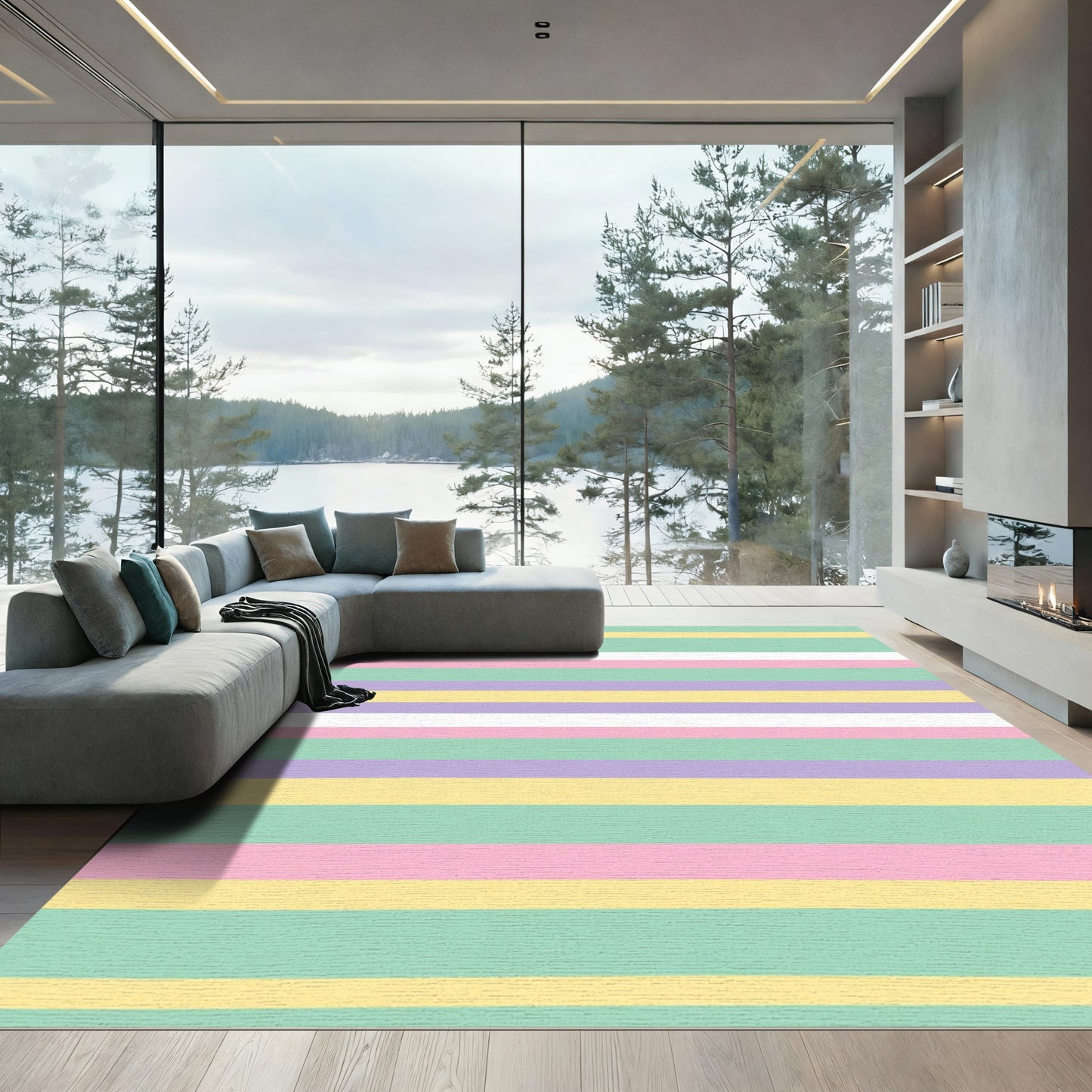 Pastel Rainbow Stripe Harmony Rug