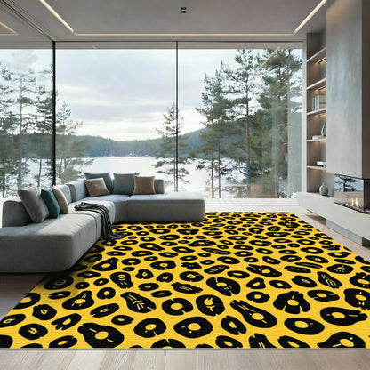 Bold Yellow Black Animal Spot Rug