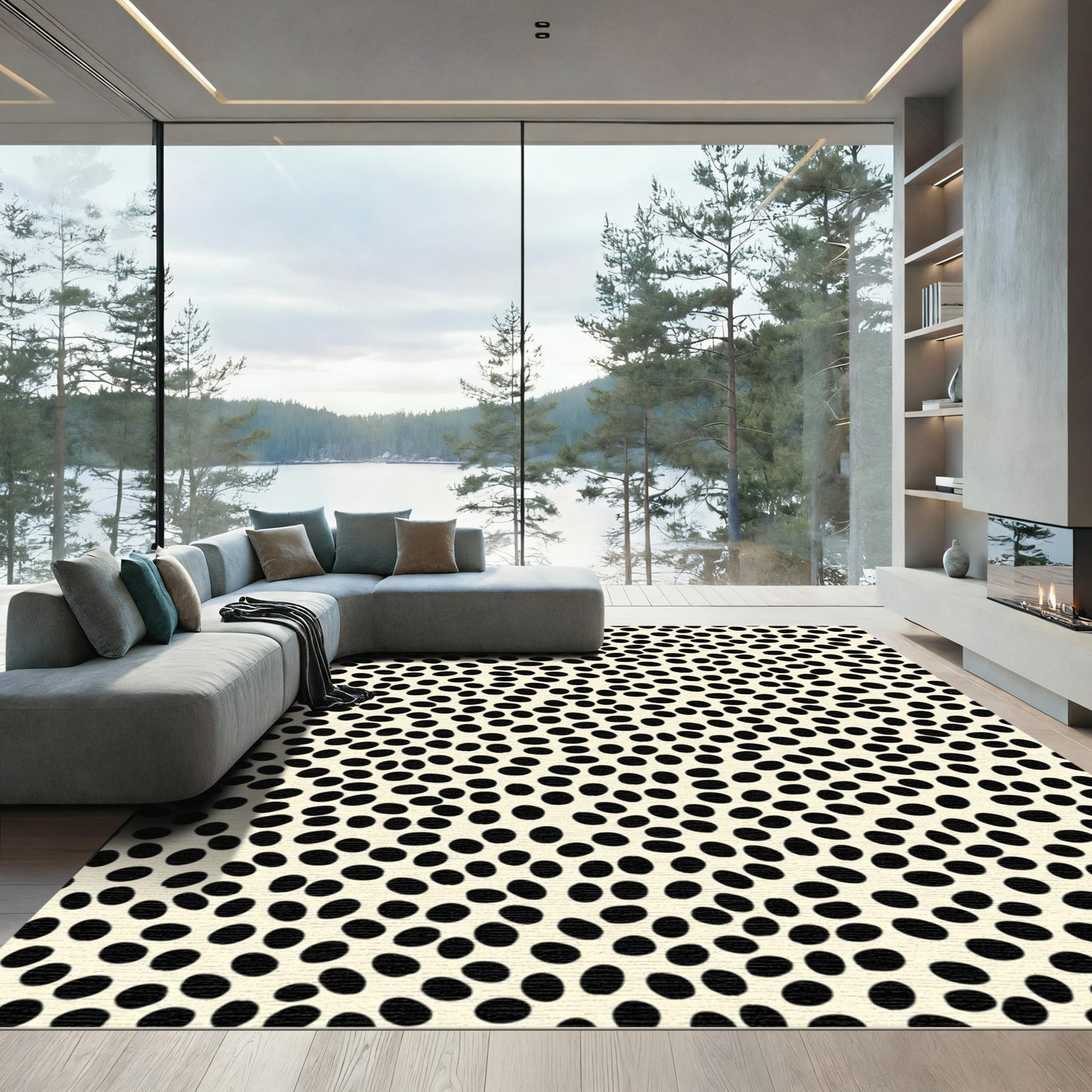 Cream Black Speckle Spotting Rug