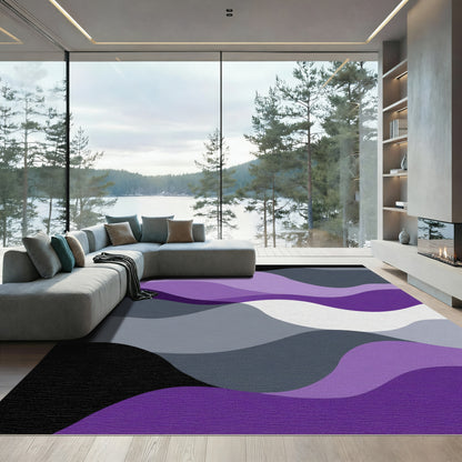 Amethyst Purple Abstract Wave Landscape Rug