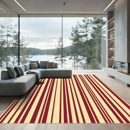 Crimson Yellow Vertical Stripes Rug