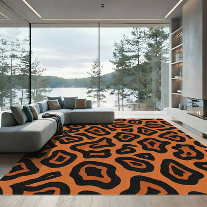 Bold Orange Black Animal Spots Rug