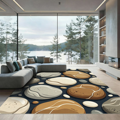 Smooth Pebbles Terracotta Gray Earth Tone Rug
