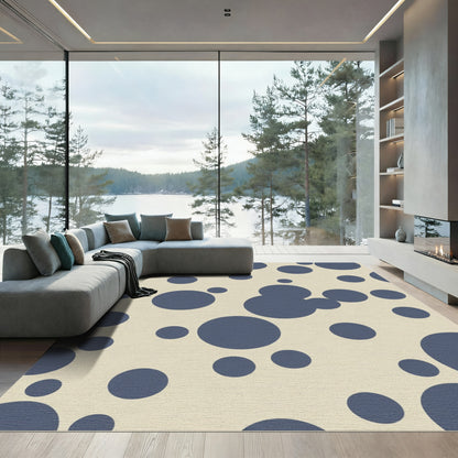 Navy Blue Scattered Circles Rug