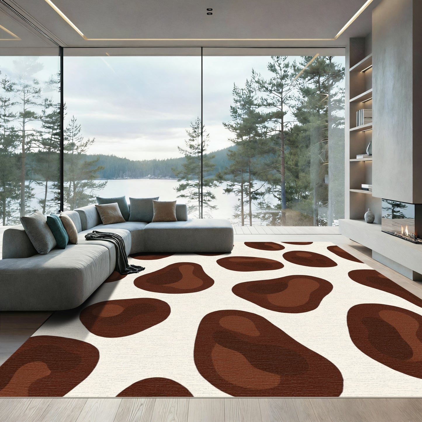 Brown Spots Abstract Shape Rug