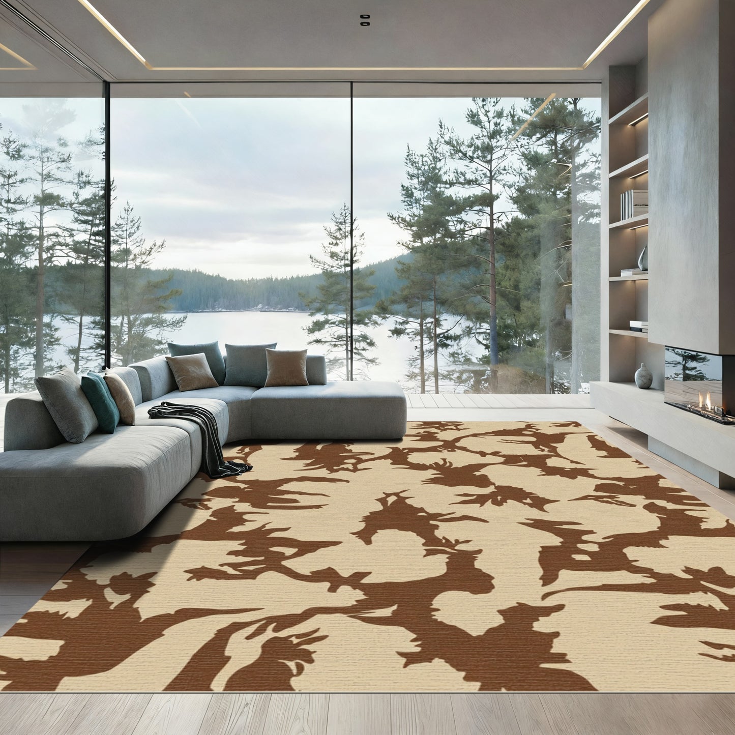 Desert Camo Brown Natural Shapes Rug