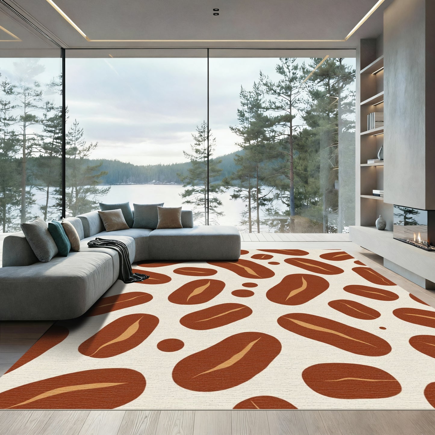 Brown Coffee Bean Scatter Rug