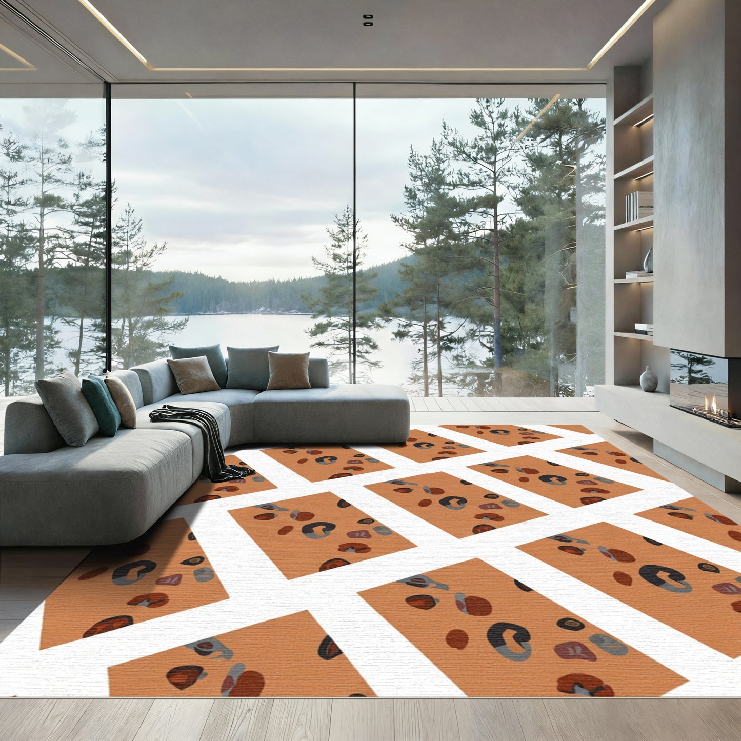 Terracotta Leopard Spotty Collection Rug