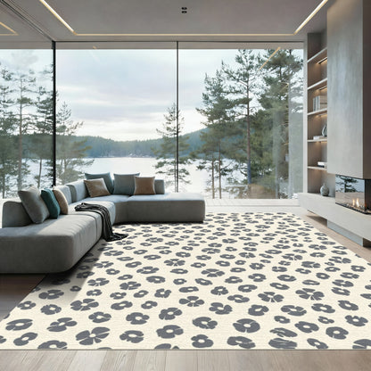 Gray Blossom Scatter Rug