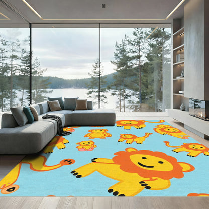 Happy Yellow Lion Cub Collage Rug