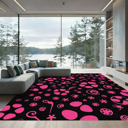 Hot Pink Whimsical Scatter Pattern Rug