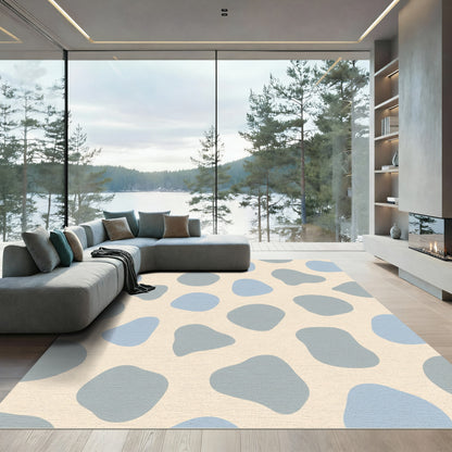 Soft Blue Gray Abstract Blob Rug