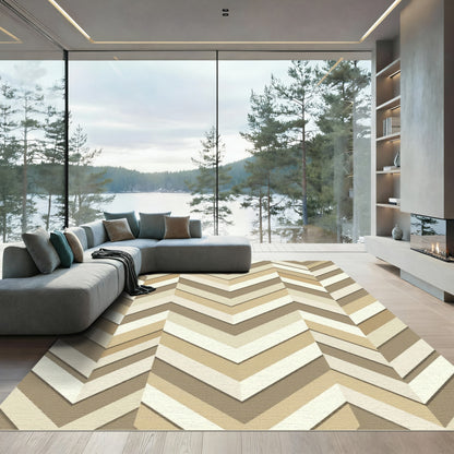 Neutral Chevron Herringbone Geometric Rug