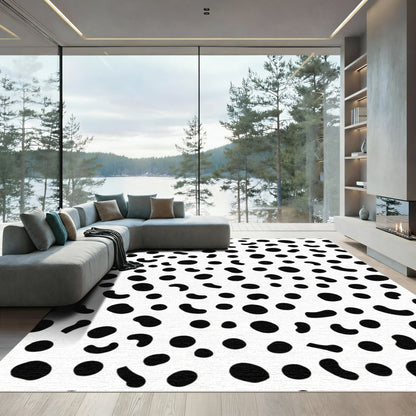 Black White Organic Shape Scatter Rug