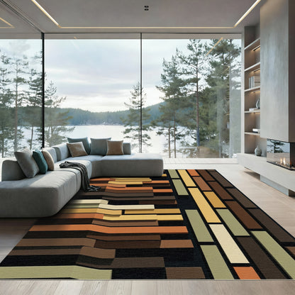 Earthy Tones Stacked Rectangles Rug